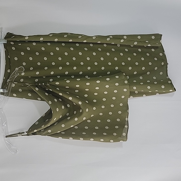 CHRISELLE LIM Olive Cream Cowl Neck Camisole and Side Rouched Split Skirt Set - Picture 2 of 10